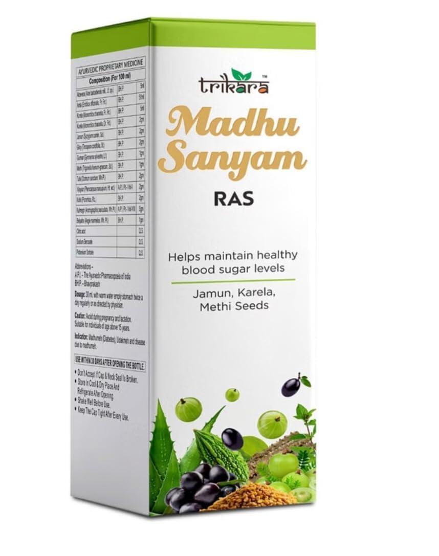 EPIC - RCM Trikara Madhu Sanyam Ras, 1l | Ayurvedic Sugar Control Juice With Karela, Jamun & Methi